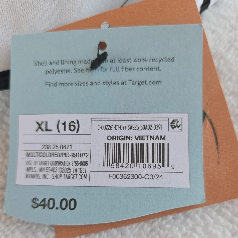 Shade & Shore Black And White Stripped Swimsuit One Piece XL Nautical NWT (388)